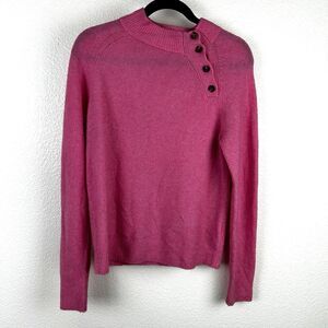 J. Crew Mockneck Sweater Barbie Pink Oversized Asymmetrical Collar